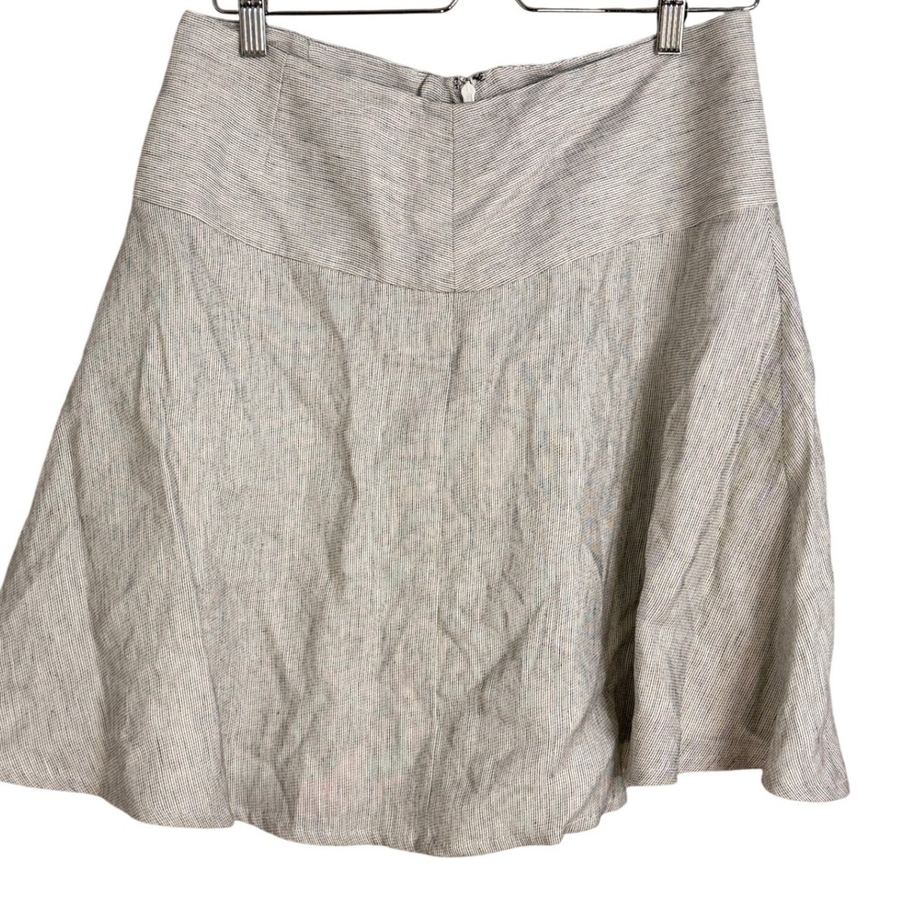 Cabi Luna Skirt 829 Salt & Pepper Grey White Stripe A-Line Mini Skirt Womens 6 - Picture 1 of 4